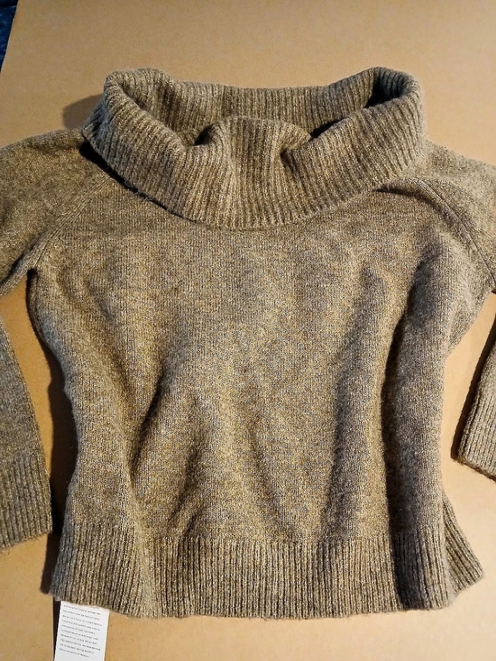Lillusory Oversized  Farmhouse Cowlneck Sweater Khaki Large NWT